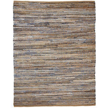 ANJI MOUNTAIN Anji Mountain AMB1032-0268 2 ft. 6 in. x 8 ft. American Graffiti Denim & Jute Runner Rug - Tan; Gold & Blue AMB1032-0268